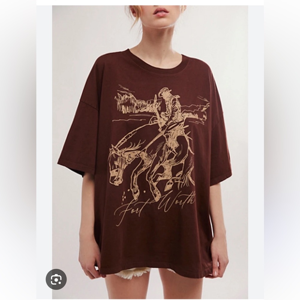Free People Daydreamer Cowboy Rodeo Tee Brown OSFA. See pics.